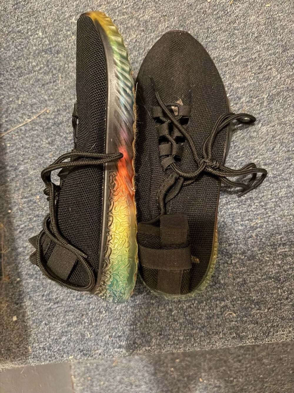 C0089 Wanted Affinity Black Knit Memory Foam Sneakers Size US 6.5